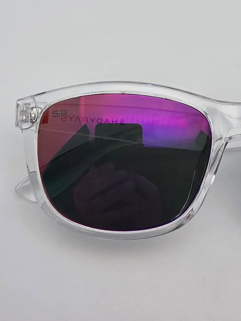 Shady Rays Classic Ice Clear Frame Polarized Lagoon Purple Mirror Sunglasses